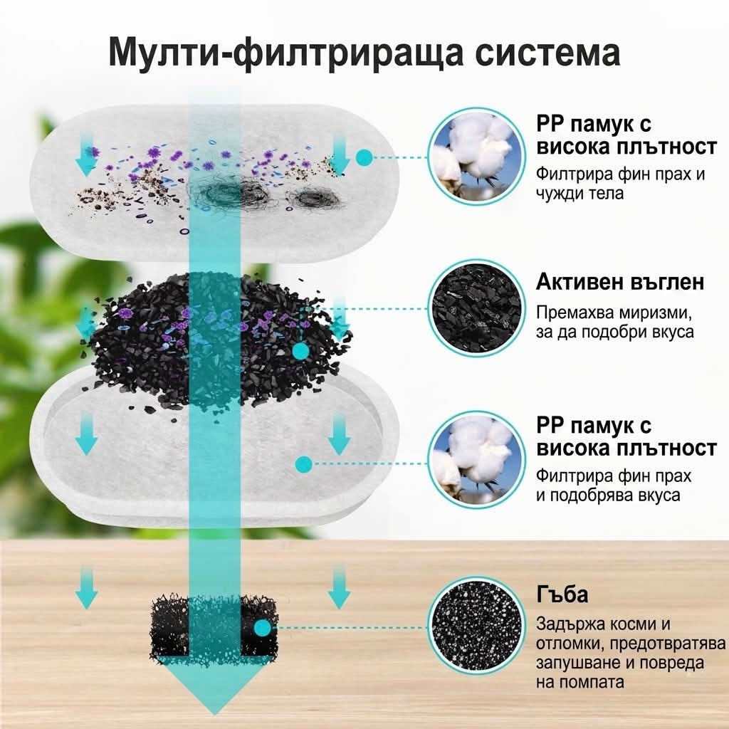 Премиум котешки фонтан от неръждаема стомана + подарък адаптер